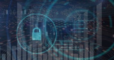 Image of financial data processing over digital screen. Global finance economy business and digital interface concept digitally generated image.