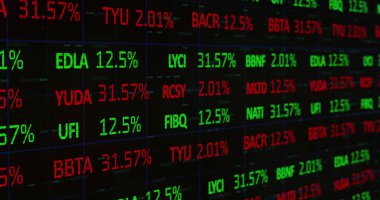 Image of financial data processing and statistics recording. global finances, business, digital interface and technology concept digitally generated image.