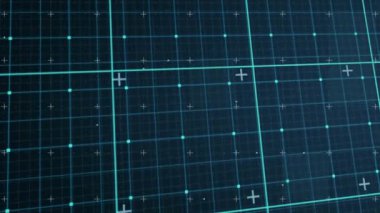 Animation of plus signs over grid pattern moving on black background. Digitally generated, hologram, symbols, three dimensional, shape, abstract, technology and futuristic concept.