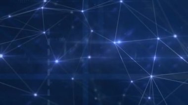 Animation of illuminated dots moving and connecting with lines over lines. Digitally generated, multiple exposure, telecommunication, futuristic, abstract and technology concept.