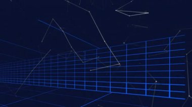 Animation of network of connections over grid. Global networks, business, finances, computing and data processing concept digitally generated video.