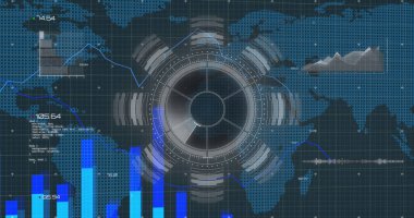 Kapsam taramasında veri işleme resmi. küresel iş, finans, bağlantılar ve dijital arayüz konsepti dijital olarak oluşturulmuş görüntü.