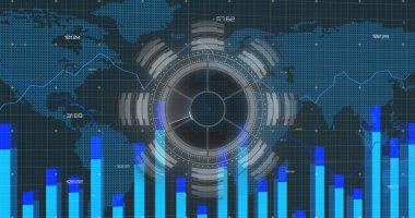 Kapsam taramasında veri işleme resmi. küresel iş, finans, bağlantılar ve dijital arayüz konsepti dijital olarak oluşturulmuş görüntü.