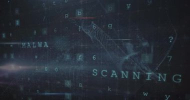 Animation of cyber attack warning text, padlock and data processing. Global online security, business, finances, computing and data processing concept digitally generated video.