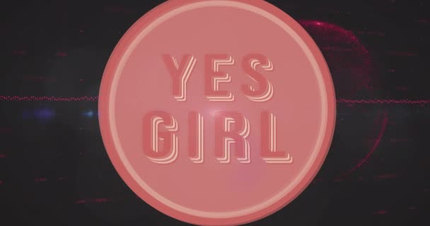 Animation Yes Girl Text Peach Circle Illuminated Light Beams Abstract — Vídeo de stock