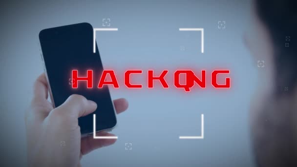Animation Scope Scanning Hacking Text Banner Rear View Man Using — 비디오