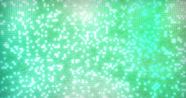 Composition of multiple white spots on green background. Global business and digital interface concept digitally generated image.