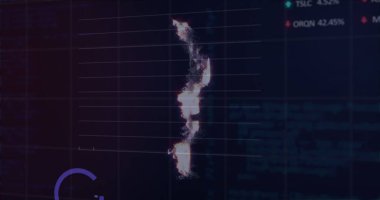 Composition of rouble symbol and data processing on black background. Global business, finances and digital interface concept digitally generated image.