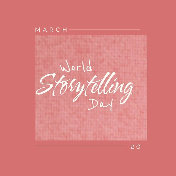 Composition of world storytelling day text over pink background with copy space. World storytelling day and celebration concept digitally generated image.