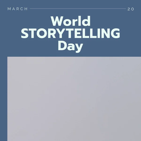 Composition World Storytelling Day Text Blue Background Copy Space World — Fotografia de Stock