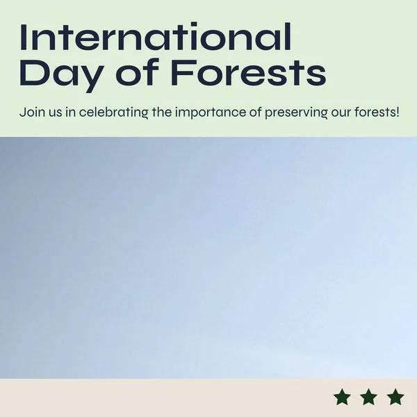 Composition International Day Forest Text Blue Background International Day Forest — Foto Stock