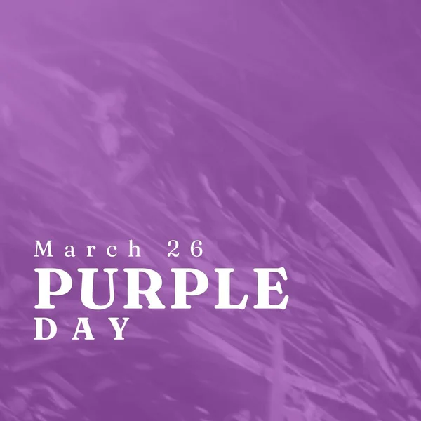 Illustrative Image March Purple Day Text Isolated Abstract Purple Background — Stok fotoğraf