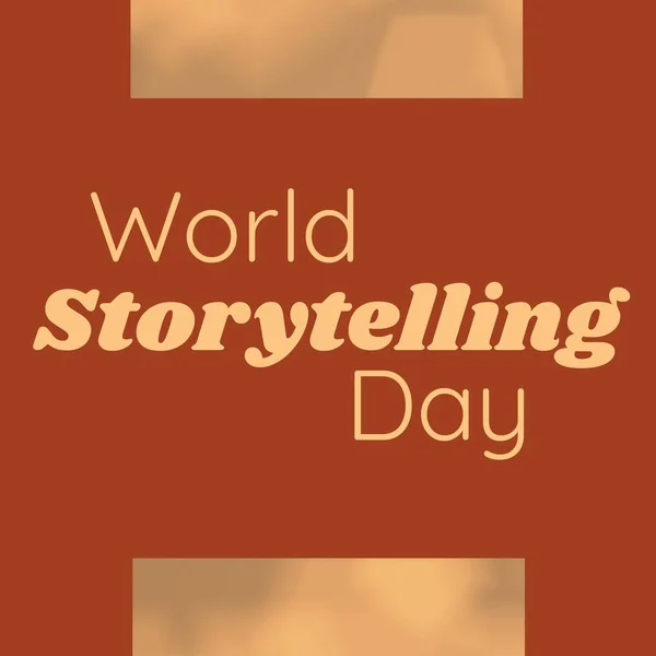 Composition World Storytelling Day Text Red Background Copy Space World — Fotografia de Stock