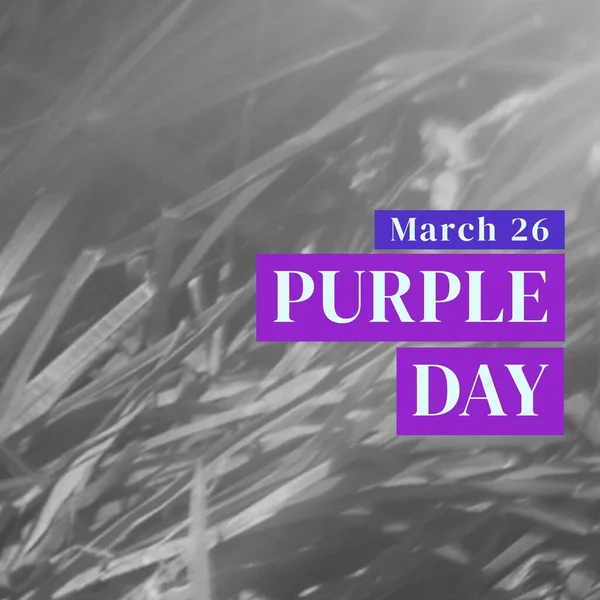 Illustrative Image March Purple Day Text Isolated Plants Digital Composite — Foto de Stock