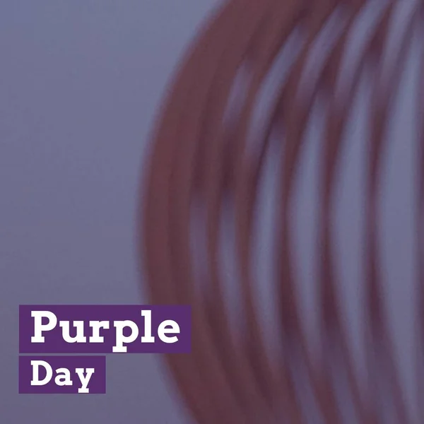 Composition Purple Day Text Shapes Purple Background Copy Space Purple — Zdjęcie stockowe