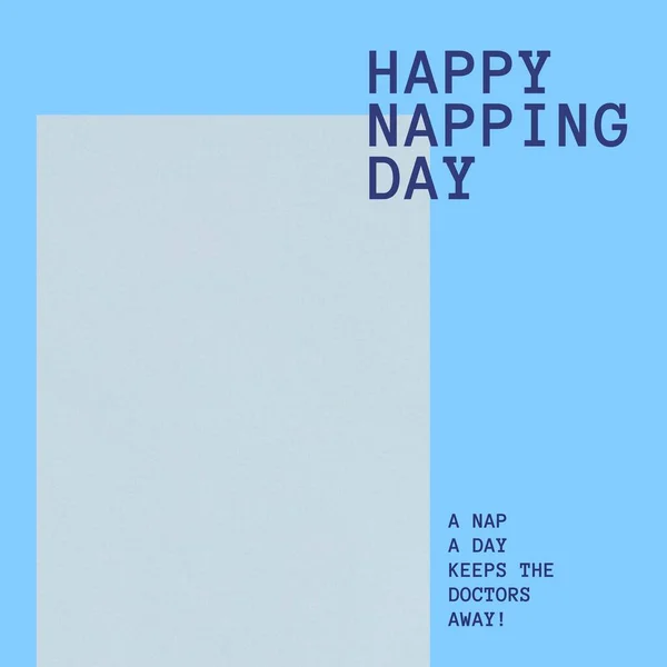 Composition Happy Napping Day Text Blue Grey Background Copy Space — Zdjęcie stockowe