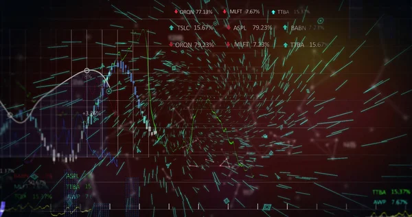 Composition of shapes and data processing over black background. Global business and digital interface concept digitally generated image.