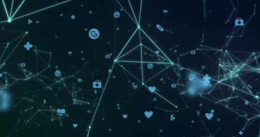 Animation of data processing over network of connections. Global networks, computing and data processing concept digitally generated video.