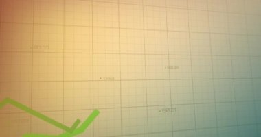 Animation of green lines and data processing over grid. Global business, finances, computing and data processing concept digitally generated video.