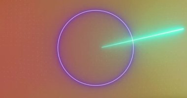 Animation of neon shapes over american football player on neon background. Sports, competition and communication concept digitally generated video.