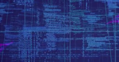 Animation of networks and data processing over grid. Global networks, computing and data processing concept digitally generated video.