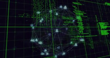Animation of networks and data processing. Global networks, computing and data processing concept digitally generated video.