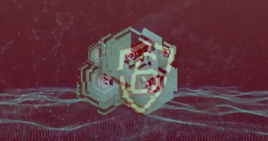 Animation of security padlock and data processing. Global networks, computing and data processing concept digitally generated video.