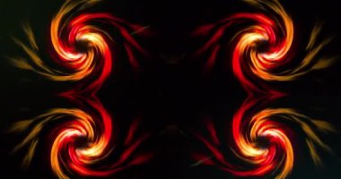 Animation of four red digital waves spinning against copy space on black background. Technology background concept