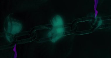 Animation of online security chain, networks and data processing. Global networks, computing and data processing concept digitally generated video.