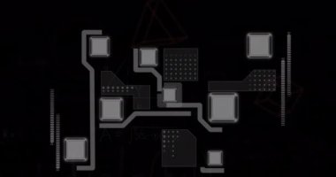 Animation of data processing with network of connections. Global business, finances, computing and data processing concept digitally generated video.