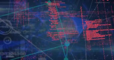 Animation of globe with network of connections and data processing. Global networks, computing and data processing concept digitally generated video.