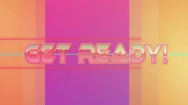 Animation of get ready text over american football player and neon background. Sports and communication concept digitally generated video.