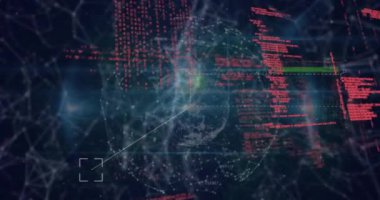 Animation of globe with network of connections and data processing. Global networks, computing and data processing concept digitally generated video.