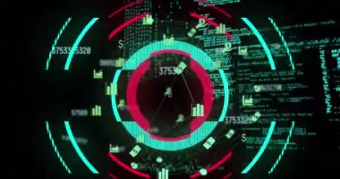 Animation of data processing over network of connections. Global networks, computing and data processing concept digitally generated video.