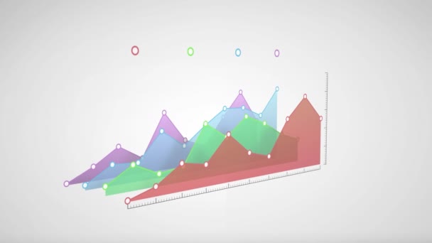グレーの背景に統計や財務データ処理のアニメーション グローバルビジネス コンピューティング データ処理の概念デジタル生成ビデオ — ストック動画