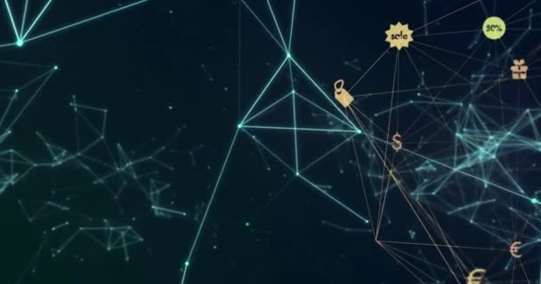 Анимация Обработки Данных Сети Соединений Концепция Глобальных Сетей Вычислительной Техники — стоковое видео