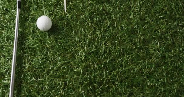 Close Golf Club Ball Grass Copy Space Slow Motion Golf — Video