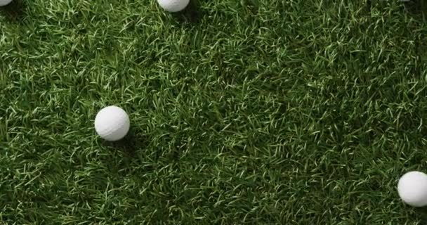 Close Golf Balls Grass Copy Space Slow Motion Golf Sport — Stockvideo