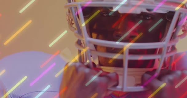 Animation Neon Lines American Football Player Neon Background Sports Competition — Vídeo de Stock