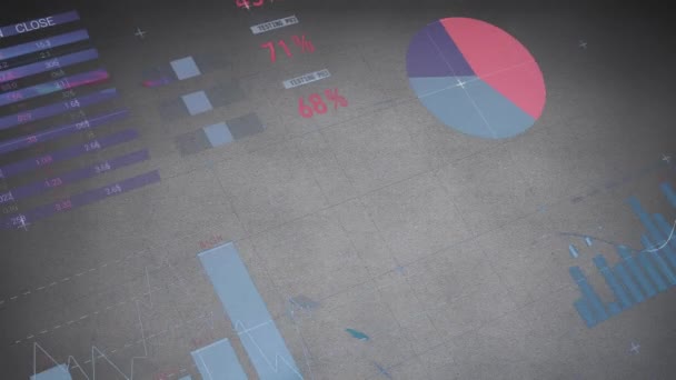 Animation Statistics Financial Data Processing Grid Global Business Finances Computing — Αρχείο Βίντεο