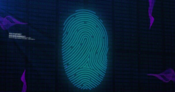 Animation Security Biometric Fingerprint Data Processing Global Networks Computing Data — Stockvideo