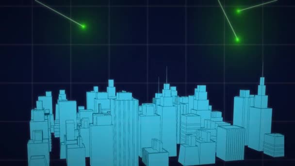 Animation Digital City Light Trails Black Background Global Technology Digital — Video