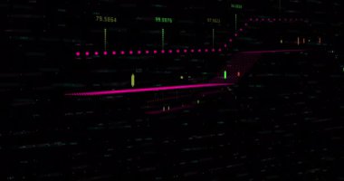 Animation of data processing over dark background. Global networks, computing and data processing concept digitally generated video.