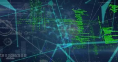 Animation of globe with network of connections and data processing. Global networks, computing and data processing concept digitally generated video.