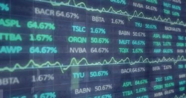 Animation of financial data processing over grid. Global business, finances, computing and data processing concept digitally generated video.