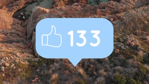 Animation Thumbs Social Media People Icon Numbers Landscape Global Social — Wideo stockowe
