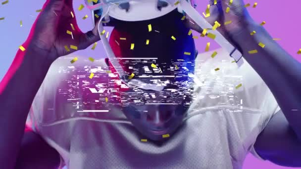 Animation You Win Text American Football Player Confetti Sports Communication — 비디오