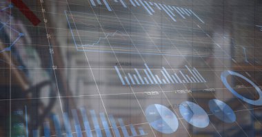 Depodaki mali verilerin ve grafiklerin resmi. ticaret, dağıtım hizmetleri, ekonomi ve teknoloji dijital olarak üretilen imaj.