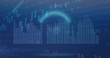 Image of circle 0 percent over digital screen with financial graphs. Global finance, economy and technology concept digitally generated image.