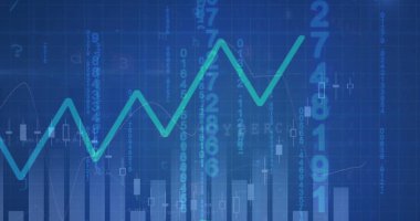 Composition of green line and financial data processing. Global business, finances, computing and data processing concept digitally generated image.